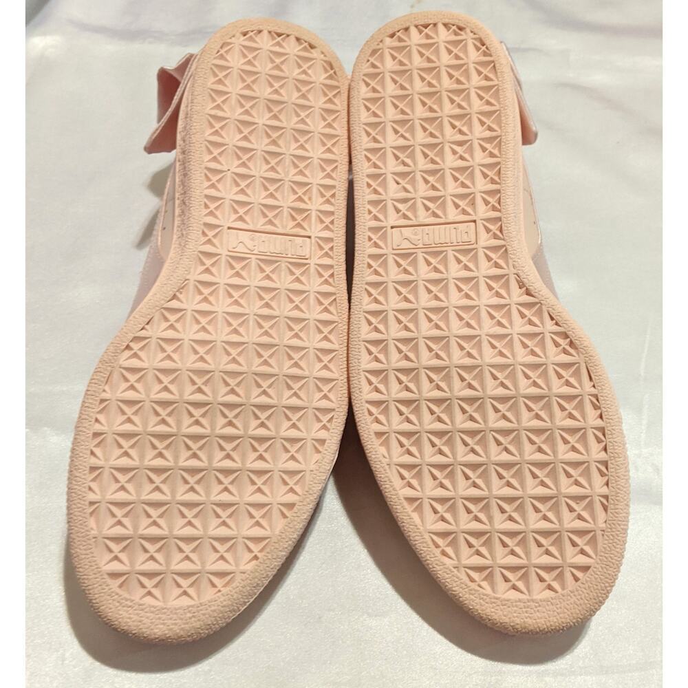 Puma Womens Basket Bow Trainers Pearl Pink Leather Size 7 Satin Bow And Trim EUC - Picture 7 of 9